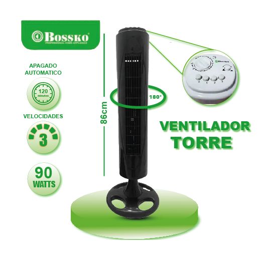 Ventilador de Torre BK-8228VT 34 Elegante y Eficiente BLACK