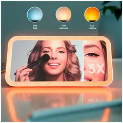 GENERICO - Espejo para auto con 3 tonos de Luz Led Táctil y aumento de x5