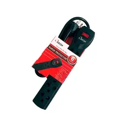OMEGA - Supresor de Picos 492423BK con 6 Tomas 220V para Protección de
