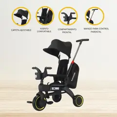 MAX - Triciclo Guiador Plegable para Niños «MAX» Black