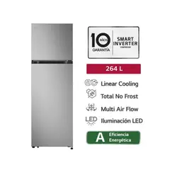 LG - Refrigeradora Top Freezer 264 LT LinearCooling Multi-Air Flow VT26BPY Plateada