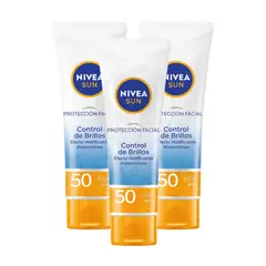 GENERICO - Pack x3 Protector Facial SPF50 Control Brillo 50 ml - NIVEA