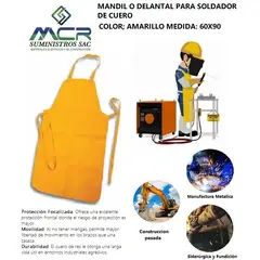 GENERICO - MANDIL O DELANTAL PARA SOLDADOR DE CUERO COLOR AMARILLO