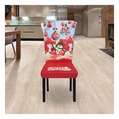 GENERICO - Forro Navideño con Muñeco de Nieve y Bolas de Navidad Rojo Set 2 Y+Ligas Regalo