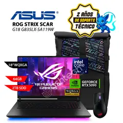 ASUS - Laptop ROG Strix SCAR 18 G835LX-SA119W, Intel Core Ultra 9 275HX, 64GB, RTX 5090 24GB, SSD 2TB, 18" 2.5k, W11 Home
