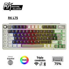 ROYAL KLUDGE - Teclado RK L75 Inalambrico MOCHA GREY - CREAMY SWITCH