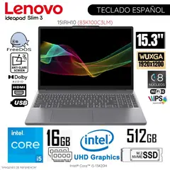 LENOVO - Laptop IdeaPad Slim 3 Intel Core i5-13420H 16GB RAM 512GB SSD 15.3" WUXGA IPS - 83K100C3LM