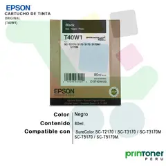 EPSON - TINTA T40W T40W1 NEGRO 80ML PARA SC-T2170, 3170, 5170