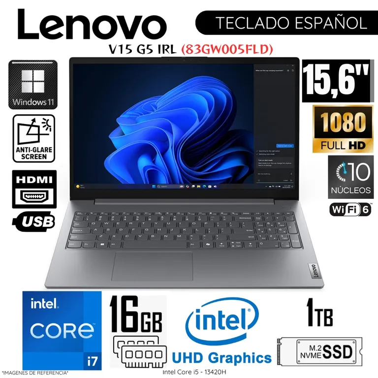Laptop V15 G5 IRL Intel Core i7-13620H 16GB RAM 1TB SSD 15.6" FHD FreeDos - 83GW005FLD