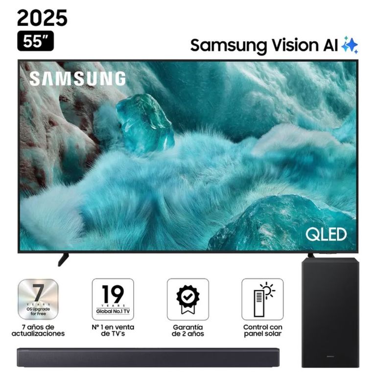 Televisor QLED 55 UHD 4K Vision AI Smart TV QN55Q7FAAGXPE + Soundbar HW-B450F
