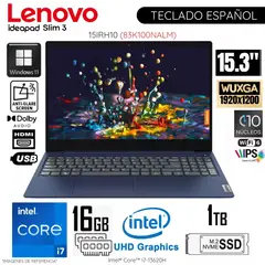LENOVO - Laptop Ideapad Slim 3 15IRH10 Intel Core i7-13620H 16GB RAM 1TB SSD 15.3" WUXGA - 83K100NALM