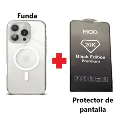 GENERICO - Funda Clear case magnetic y protector de pantalla para modelo iphone 16 promax