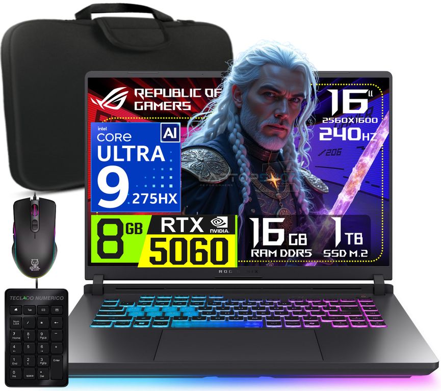 Laptop Rog Strix G16 Core Ultra 9-275HX 8GB RTX5060 16GB RAM 1TB SSD 16 WQXGA 240hz