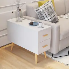 R&R MUEBLES - Mesa Lateral Moderna Sumin Blanco