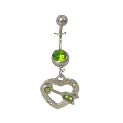 GENERICO - Piercing ombligo colgante corazon verde