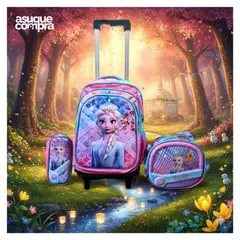 GENERICO - MOCHILA ESCOLAR CON RUEDAS 3 EN 1 MODELO INFANTIL PARA NIÑAS JS