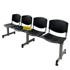 TEMEL - Banca de Espera Tándem de 4 Asientos Color Negro – Modelo T4 –