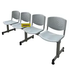 TEMEL - Banca de Espera Tándem de 4 Asientos Color Gris – Modelo T4 –