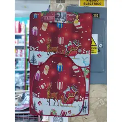 GENERICO - Juego x3 de tapete de baño navideño con estampado para inodoro