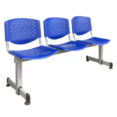 TEMEL - Banca de Espera Tándem de 3 Asientos Color Azul – Modelo T3 –