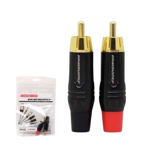 Conector Plug RCA Negro y Rojo Pin Dorado LN-40-BKR L&N ACOUSTICS