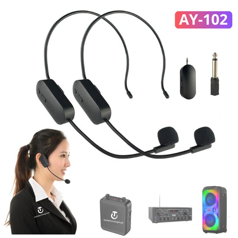Audifono con Micrófono Inalámbrico Diadema Recargable Streaming Clases Presentaciones Call Center