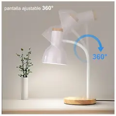 SEISA - Lampara de Escritorio Mesa LED Ajustable Flexible con Foco para Estudio Oficina y Dormitorio
