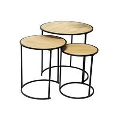 GENERICO - Mesa De Centro Moderna Sala De Estar 3 Piezas Marco Redondo