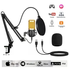 SEISA - Kit Micrófono Condensador Profesional Con Soporte Y Antipop para Streaming PC