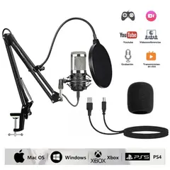 SEISA - Kit Micrófono Condensador Profesional Con Soporte Y Antipop para Streaming PC