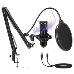 SEISA - Kit Micrófono Condensador Profesional Con Soporte Y Antipop para Streaming PC