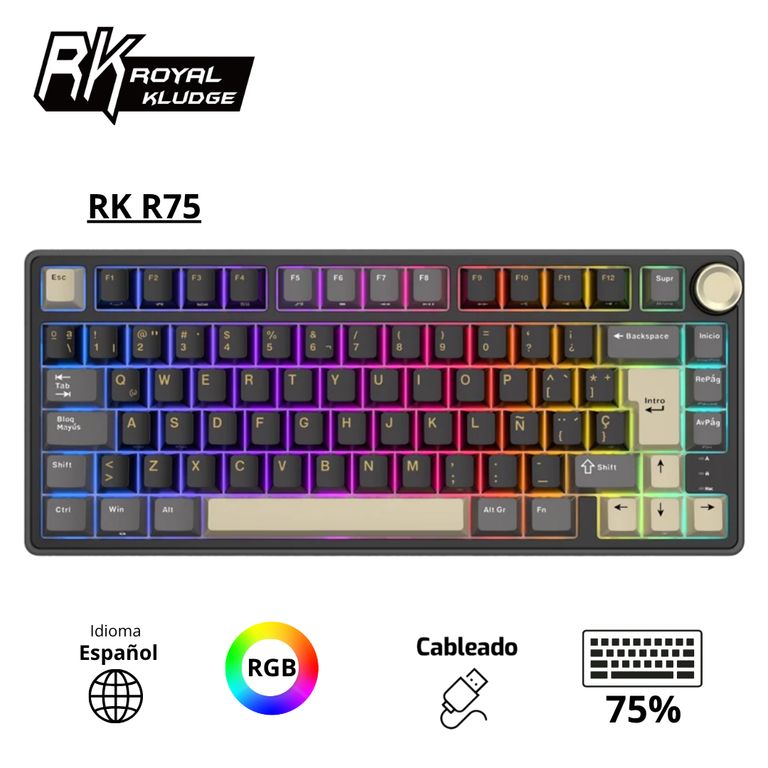 Teclado RK R75 Cableado PHANTOM - BROWN SWITCH
