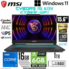 MSI - Laptop CYBORG 15 A13V Intel Core i7-13620H 16GB RAM 1TB SSD RTX 4050-6GB 15.6" FHD 144Hz Win 11