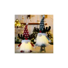 NAVIEN - Par de Gnomos Navideños Luminosos con Cuernos