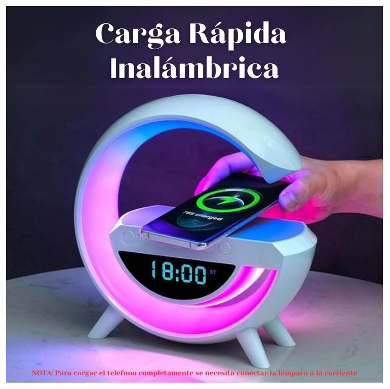 Parlante G Reloj Despertador Carga Inalámbrica