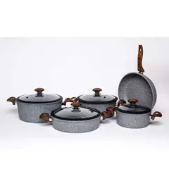 GENERICO - FALEZ ULTIMA GRANISTONE 4 MM Set de 9 piezas (Ollas 20–24–28 cm, Olla baja 28 cm, sartén 28 cm)