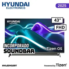 HYUNDAI - Televisor 43 HYLED4329T LED Tizen OS Gris + Soundbar incorporado