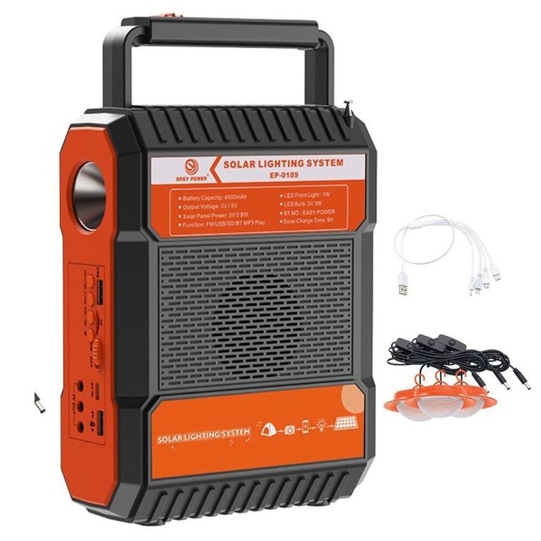 Kit Solar Con Panel - Linterna Radio bluetooth - Carga Celulares