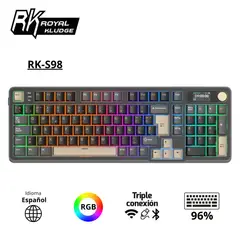 ROYAL KLUDGE - Teclado RK-S98 Inalambrico PHANTOM - CHARTREUSE SWITCH