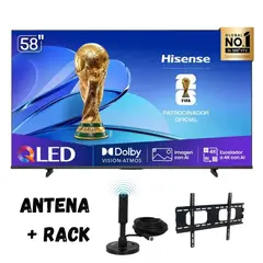 HISENSE - Televisor 58'' UHD 4K QLED 58Q6QV 2025 + ANT + RACK