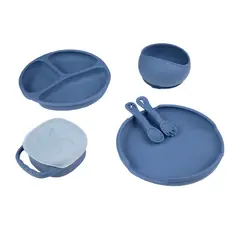 CARESTINO - Set de Alimentación de Silicona Foodie Azul Grisacéo