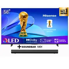 HISENSE - Televisor 58" QLED 4K UHD SMART TV U6 VIDAA 58Q6QV + SOUNDBAR NEX PSB32
