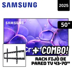 SAMSUNG - TELEVISOR 50 SMART TV TIZEN OS 4K CRYSTAL UHD LED 2025 - UN50U8000FGXPE + RACK FIJO