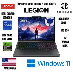LENOVO - LAPTOP LEGION 5 PRO / I9-14900HX / 32GB DDR5 / 1TB SSD / RTX4060 8GB / 16" WQXGA / WIN 11