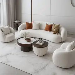 GENERICO - Juego de Sala Curvo Jenny 3-1-1 con Tapizado en Tela Chenille Antifluido - Lmueble