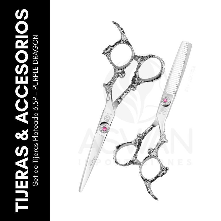 Set de Tijeras Plateado 65P - PURPLE DRAGON