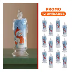 GENERICO - Pack12 Foco Navideño de Decoración con Muñeco de Nieve 18cm Transparente