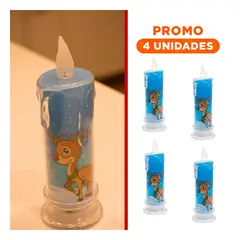 GENERICO - Pack4 Foco Festiva Led con Motivo Reno Fondo Celeste 18cm Transparente