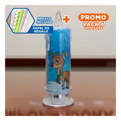 GENERICO - Pack4 Foco de Navidad Decorativa con Luz Led Reno 18cm Transparente Y+Papel Regalo