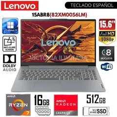 LENOVO - Laptop Ideapad Slim 3 15ABR8 AMD Ryzen 7 5825U 16GB RAM 512GB SSD 15.6" FHD - 82XM00S6LM
